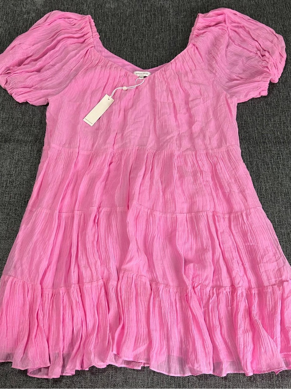 New Tag Rebecca Taylor Dress M Crinkle Chiffon Tiered Babydoll Boho Flowy Garden